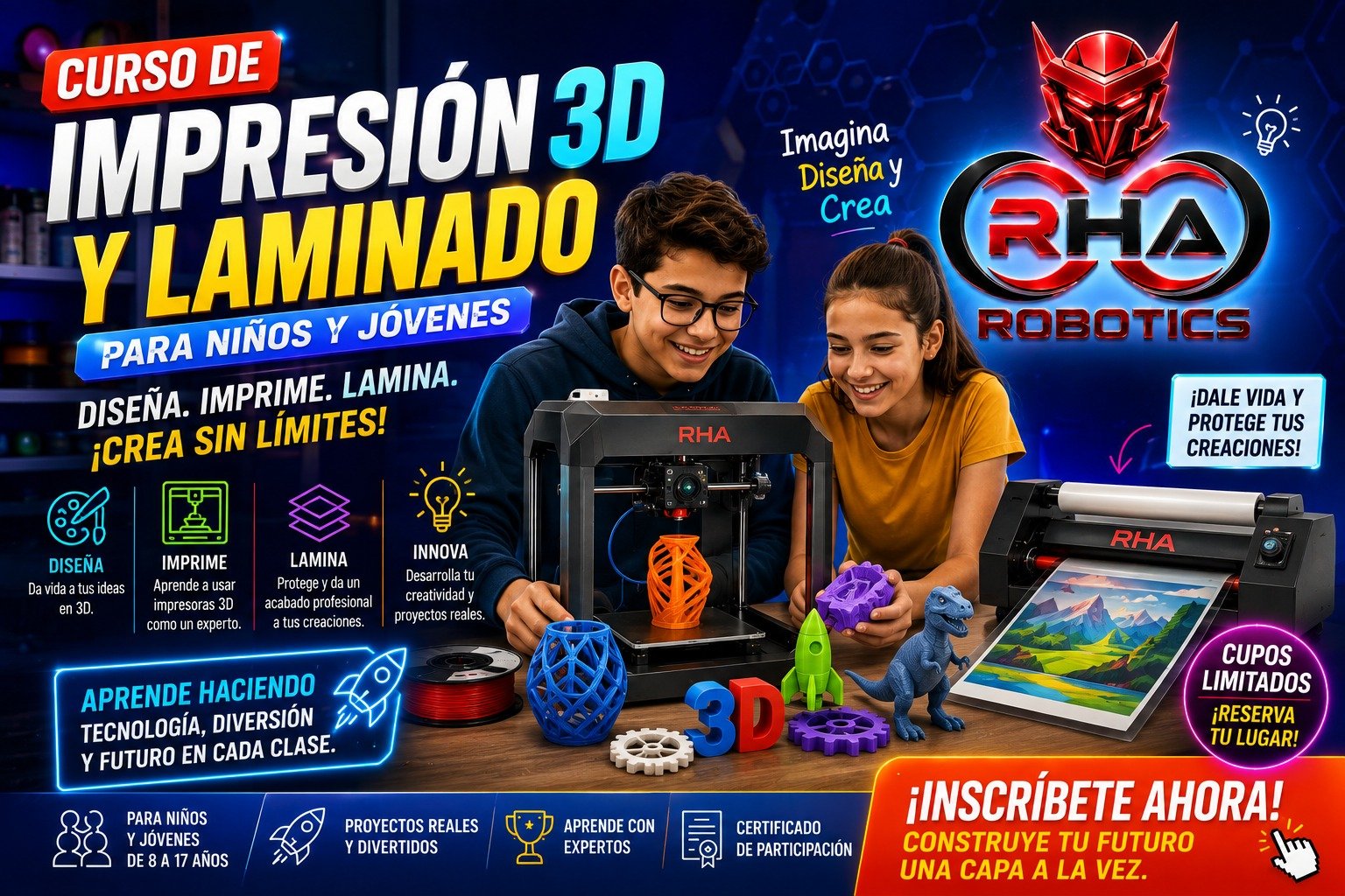 Curso de impresion 3d y tecnología para niños o jóvenes de alto nivel