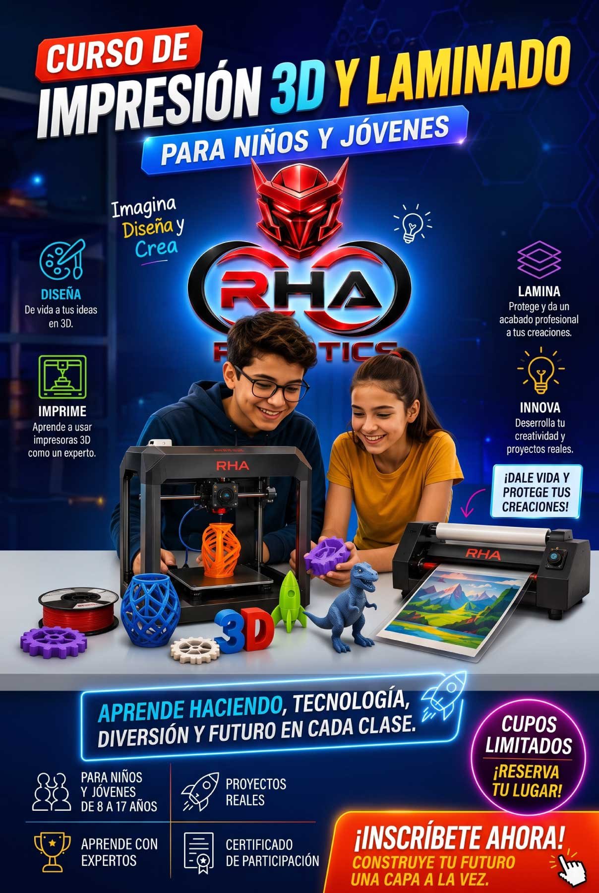 Curso de impresion 3d y tecnología para niños o jóvenes de alto nivel